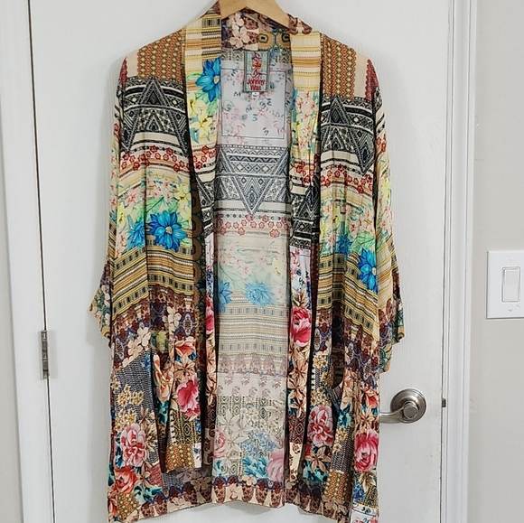 Johnny Was Multicolor Patchwork  Floral‎ Kimono - Picture 10 of 12